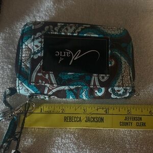 Marie lifestyle collection boutique wristlet teal and brown